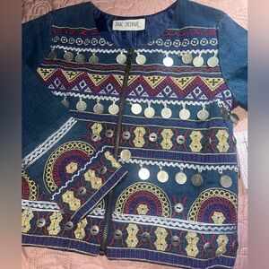 Jak & Peppar Girls Fairisle Jacket Periwinkle Embroidered Bling